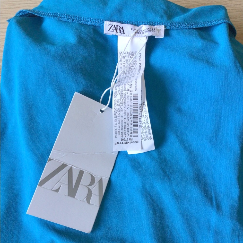 Zara Blue Ruched Mini Dress - Picture 9 of 9